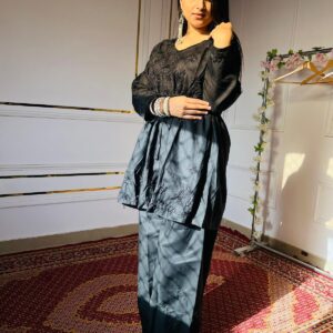 Aliyah Short Gown Cord Set Black Full