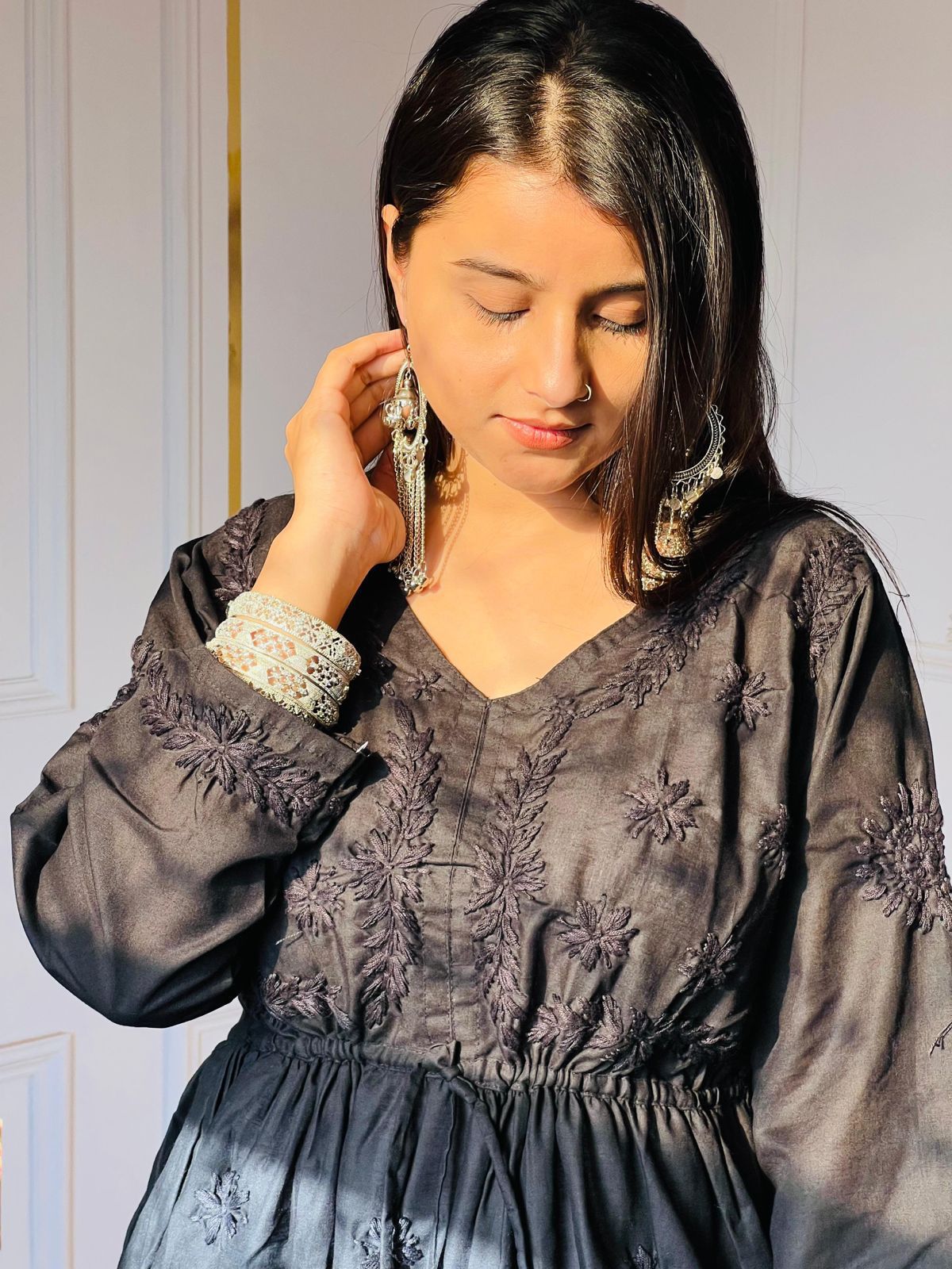 Aliyah Short Gown Cord Set Black Full