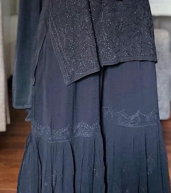 Black Amayra Viscouse Short Noodle Strap Kurti with Garara & Dupatta Bottom