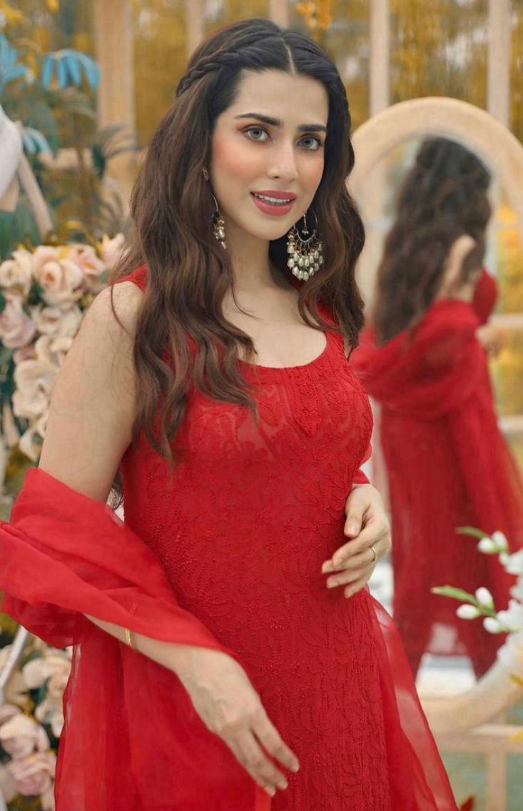 Red Amayra Viscouse Short Noodle Strap Kurti with Garara & Dupatta Bottom