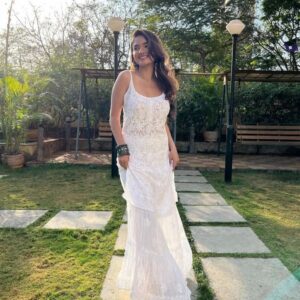 White Amayra Viscouse Short Noodle Strap Kurti with Garara & Dupatta