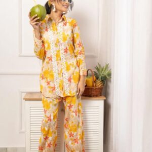 Elif Floral Printed Cord Set Full 2