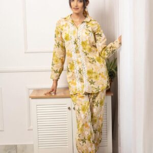 Elif Floral Printed Cord Set Full