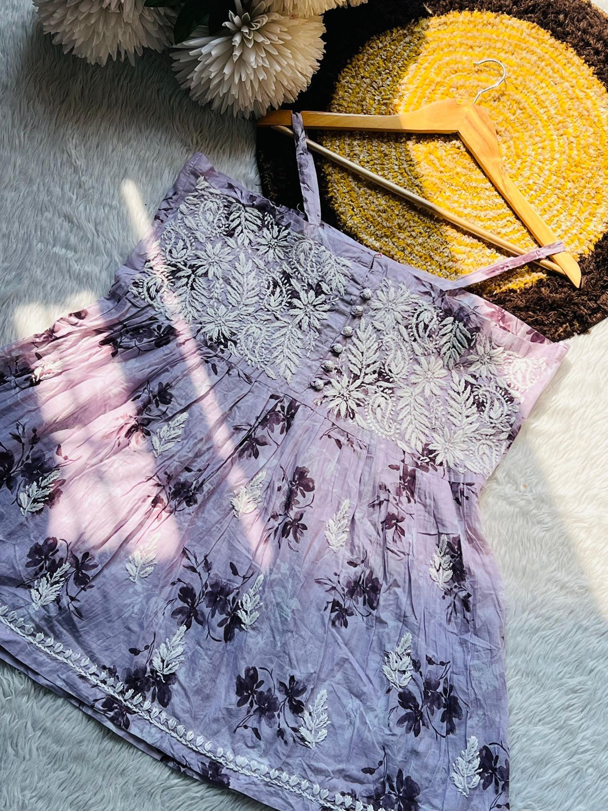 Mifra Noodle Strap Short Kurti Purple