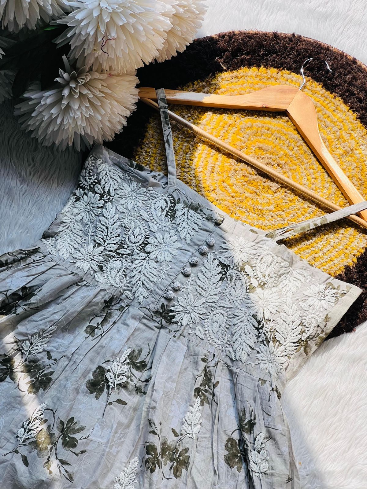 Mifra Noodle Strap Short Kurti White