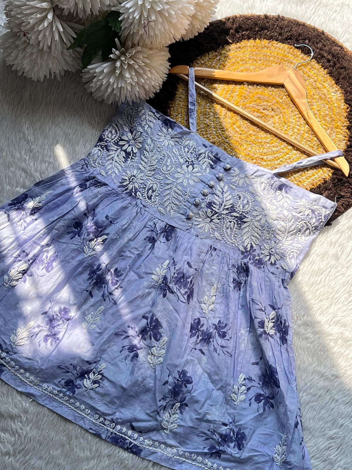 Mifra Noodle Strap Short Kurti Wild Blue Yonder