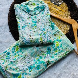 Sahar Printed Cord Set Blue