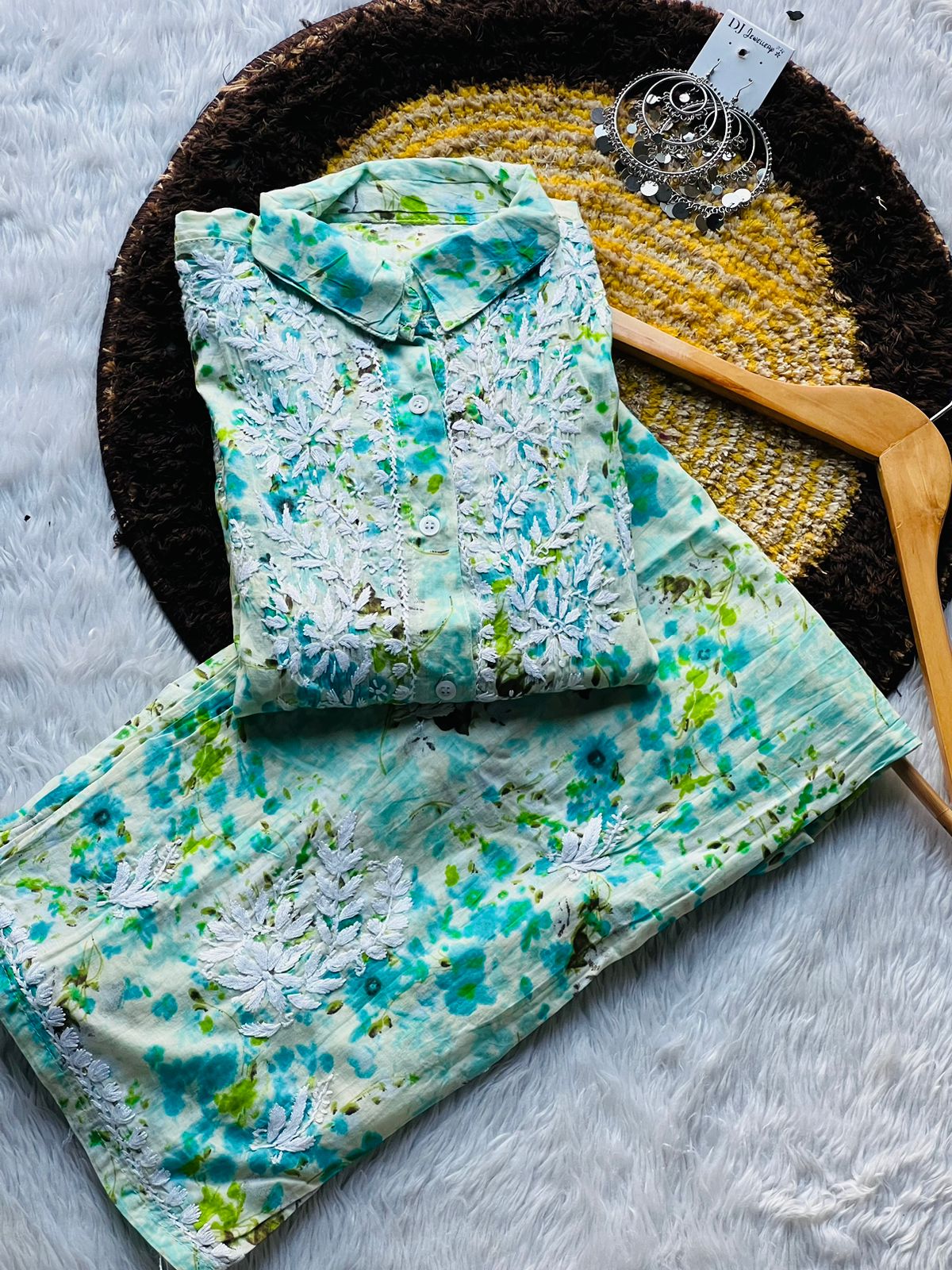 Sahar Printed Cord Set Blue