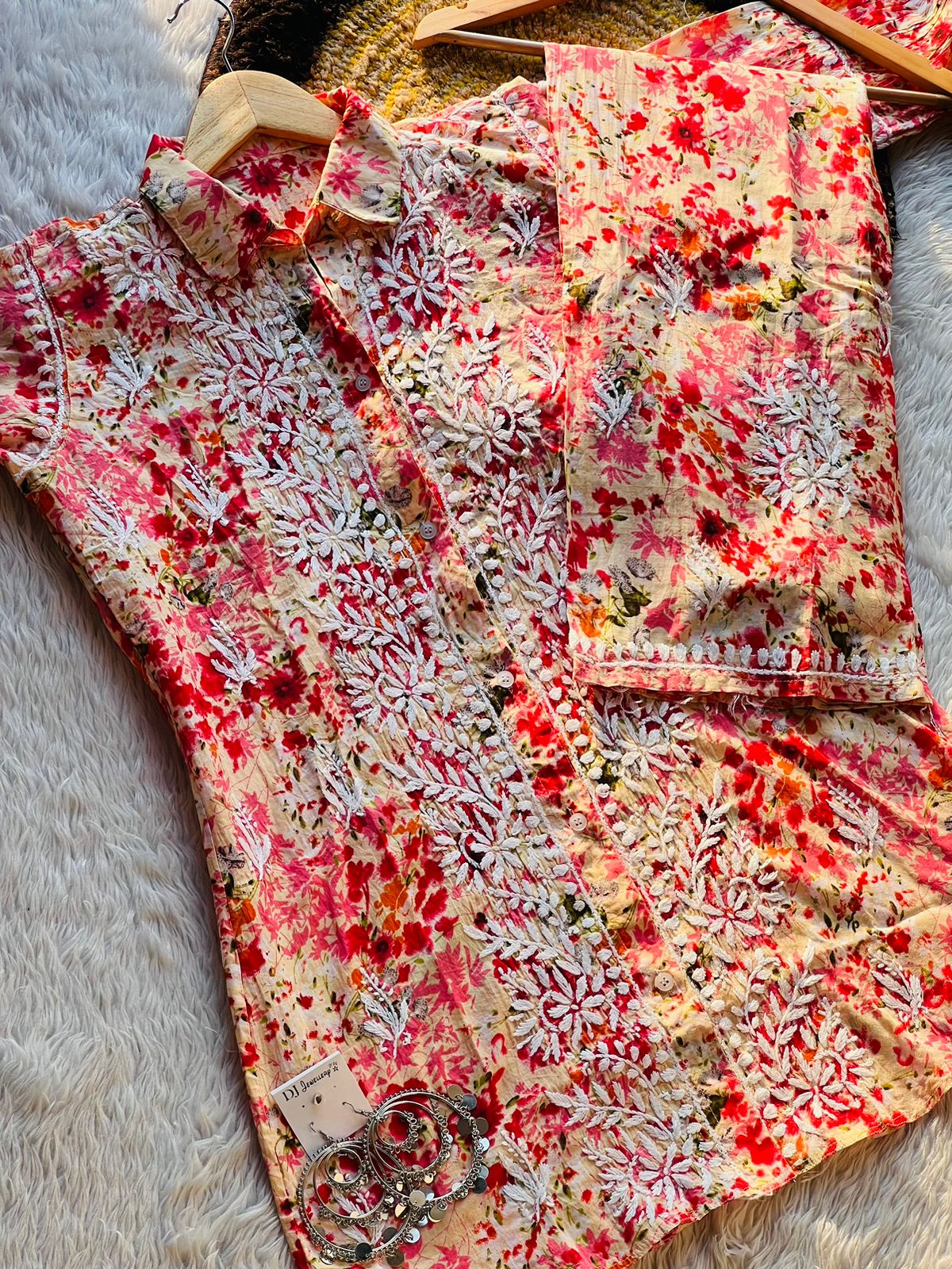 Sahar Printed Cord Set Red 2