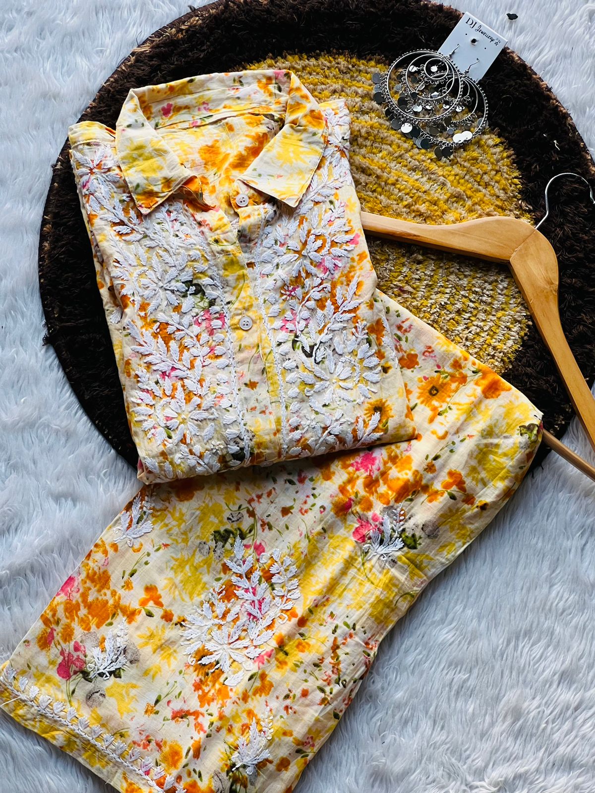 Sahar Printed Cord Set Yellow