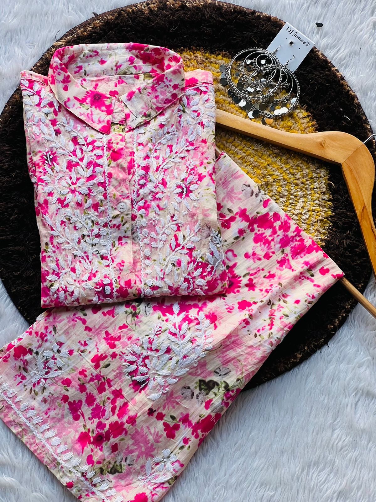 Sahar Printed Cord Set Pink