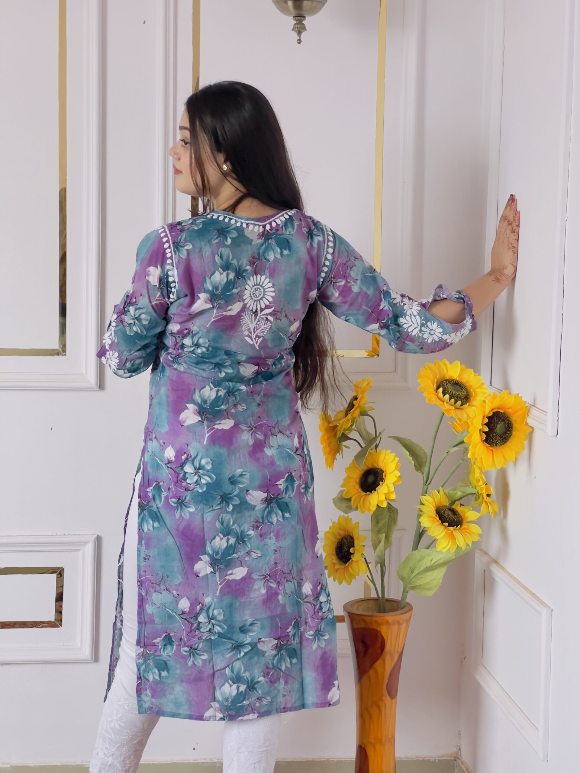 Faria Mal Angarkha Kurti Blue back