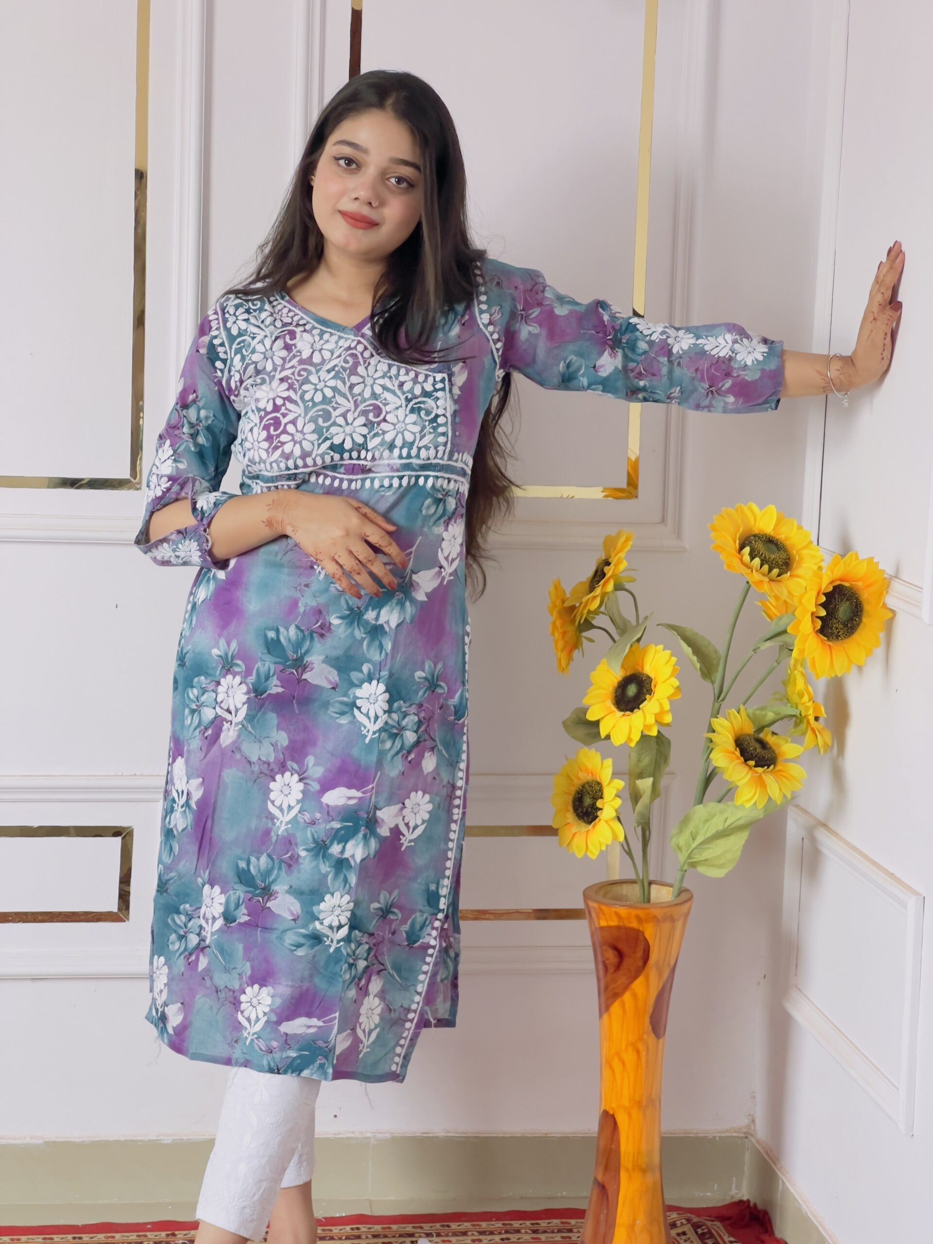 Faria Mal Angarkha Kurti Blue