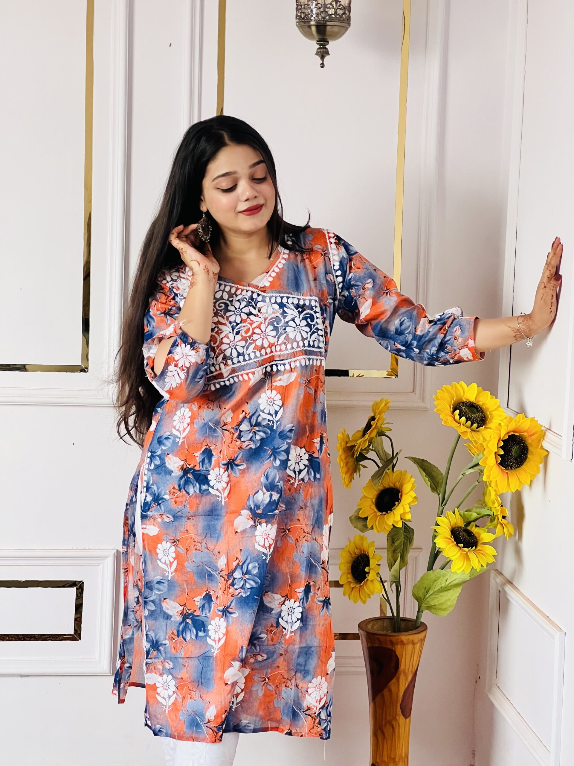 Faria Mal Angarkha Kurti Orange