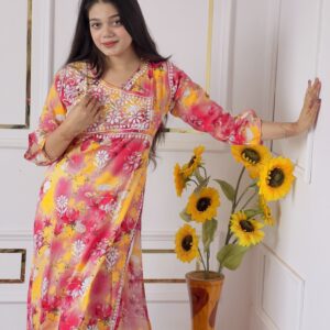 Faria Mal Angarkha Kurti yellow