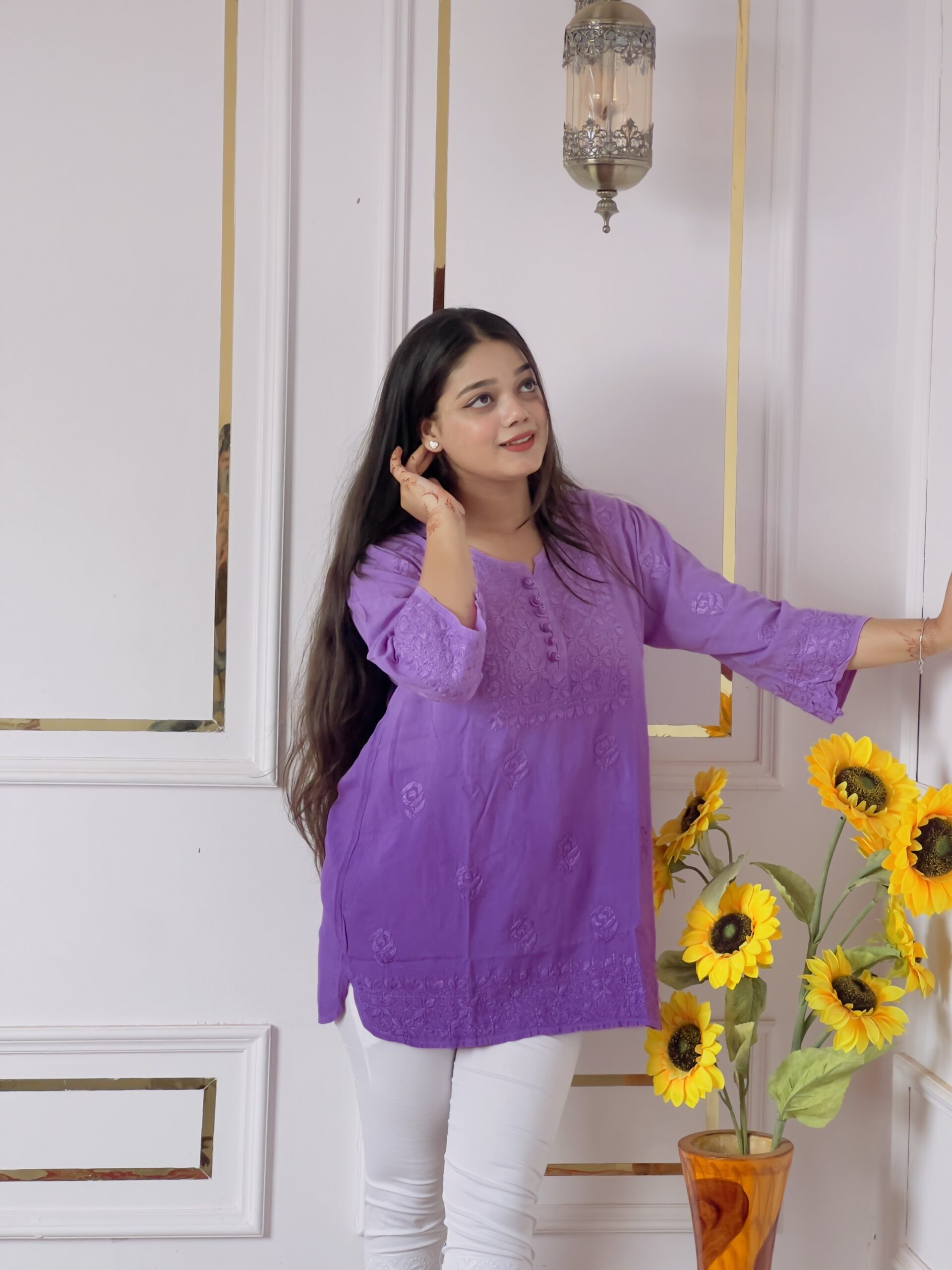 Zara Rayon Short Kurti Purple