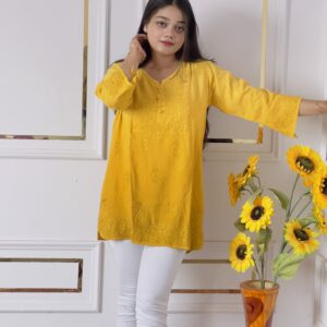 Zara Rayon Short Kurti Yellow